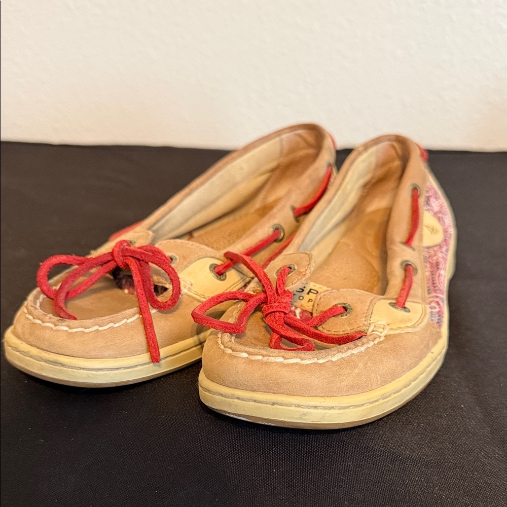 Sperry Top Slider - Women's Tan and Red Boat Shoes